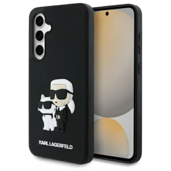 Karl Lagerfeld dėklas Samsung Galaxy S24 FE telefonui 3D Rubber Karl&Choupette, juodas