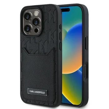 Apple iPhone 16 Pro 6.3'' Karl Lagerfeld Cardslots Monogram Cover Case, Black