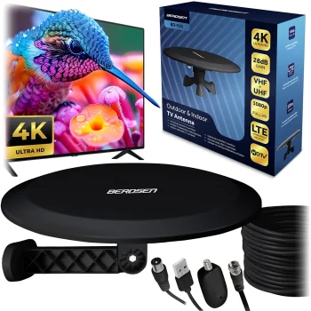 Berdsen BD-955 aktyvi vidaus ir lauko TV antena DVB-T2 4K, juoda