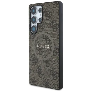 Guess Leather 4G Colored Ring MagSafe Case for Samsung Galaxy S25 Ultra, Brown