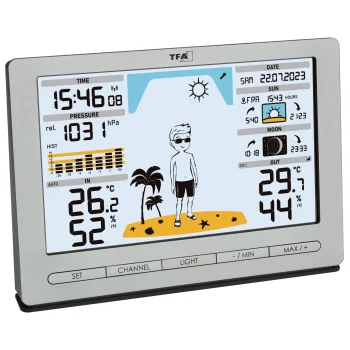 TFA METEO JACK 35.1097.54 Wireless Weather Station, Silver
