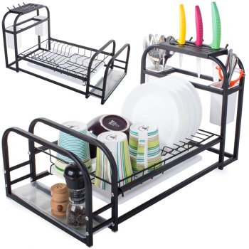 Dish Drainer with Tray, Black