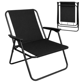 Folding Camping Chair with Backrest Lightweight Outdoor Seat, Black
