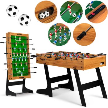 Sulankstomas stalo futbolas Neo-Sport NS-803, medinis, 121 x 61 x 80 cm