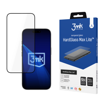 3mk HardGlass Max Lite Tempered Glass for iPhone 17 Pro Black
