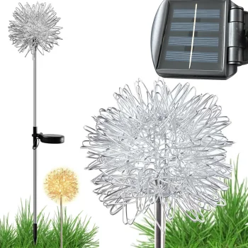 Solariniai sodo LED šviestuvai Pienė, 70 cm, šilta šviesa, 2 vnt.