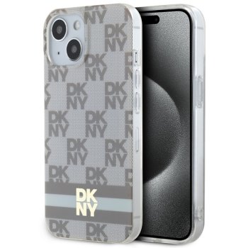 DKNY dėklas iPhone 15 Plus telefonui MagSafe, smėlio spalvos