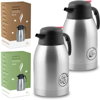 Berdsen BD-780 2L Vacuum Thermal Jug Set for Coffee and Tea, Silver