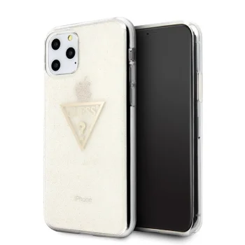 Guess iPhone 11 Pro dėklas Glitter Triangle, auksinis