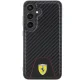 Ferrari dėklas Samsung Galaxy S24 telefonui Carbon Stitched Bottom, juodas
