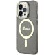Guess dėklas iPhone 14 Pro Max telefonui IML Glitter Gold MagSafe, juodas