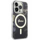 Guess dėklas iPhone 14 Pro Max telefonui Golden Marble MagSafe, juodas
