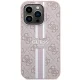 Guess 4G Printed Stripes MagSafe dėklas iPhone 15 Pro telefonui, rožinis