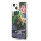 Guess Flower Liquid Glitter dėklas iPhone 13 mini, mėlynas
