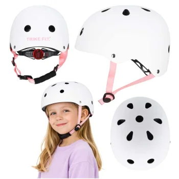 Vaikiškas dviratininko šalmas Trike Fix su LED žibintu S 48-54 cm, baltas