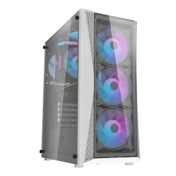 Kompiuterio korpusas Darkflash DK352 Plus + 4 ARGB ventiliatoriai, juodas ir baltas