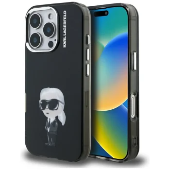 Karl Lagerfeld IML Aquarelle Karl & Logo MagSafe dėklas iPhone 16 Pro Max, juodas