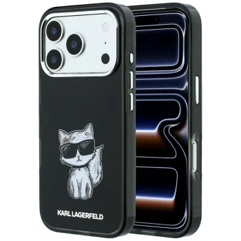 Karl Lagerfeld IML Choupette Body Sketch Print MagSafe dėklas iPhone 17/18 Pro, juodas