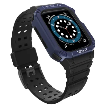 „Protect Strap“ dirželis su dėklu „Apple Watch“ 42/44/45mm, Juodas/Mėlynas