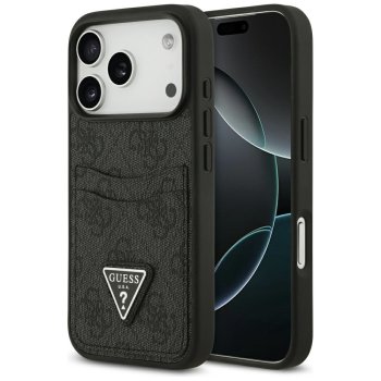 Guess 4G Double Card Triangle dėklas iPhone 17 Pro, juodas