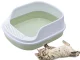 Open Cat Litter Box with Rim and Scoop, 48x38x19 cm, Green