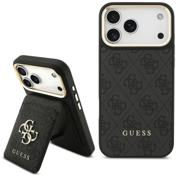 Guess 4G dėklas su MagSafe pinigine iPhone 17 Pro Max, juodas