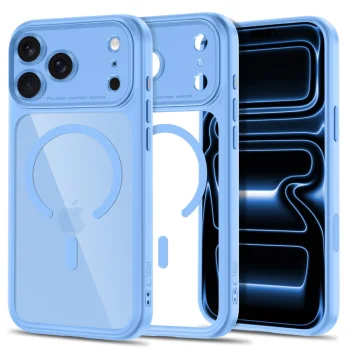 Tech-Protect MagPeak MagSafe CC dėklas iPhone 18 Pro / 17 Pro, Clear Blue