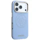 Guess Perforated 4G Gold Logo MagSafe dėklas telefonui iPhone 18 Pro Max / 17 Pro Max, šviesiai mėlynas