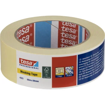 Dažymo juosta Tesa 4323, 50 m x 38 mm, smėlio spalvos