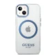 Guess Metal Outline MagSafe dėklas iPhone 14 Plus / 15 Plus, mėlynas