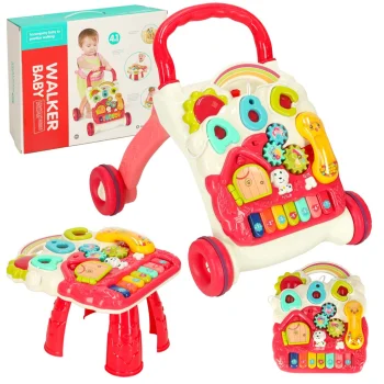 Interactive 4-in-1 Baby Walker and Activity Table Bibi-inn, Pink