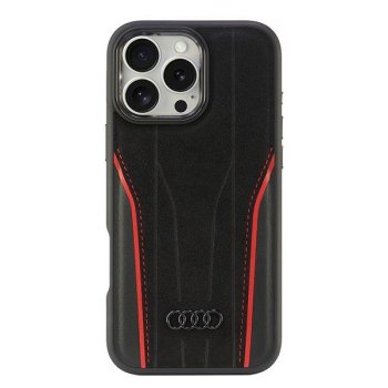 Audi odinis dėklas su MagSafe skirtas iPhone 16 Pro Max, juodas / raudonas