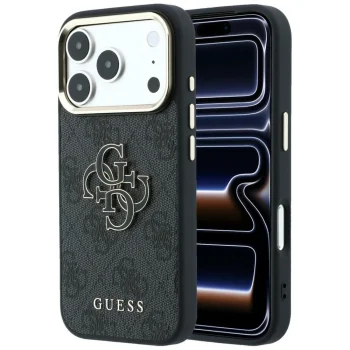 Guess 4G & Big Resin Logo dėklas iPhone 17 Pro Max / 18 Pro Max, juodas