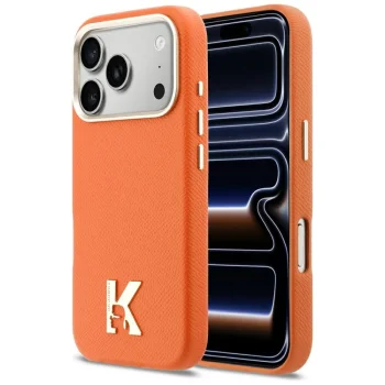 Karl Lagerfeld dėklas iPhone 17 Pro, MagSafe, oranžinis
