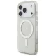 Guess IML Glitter Pearl Strap MagSafe dėklas, skirtas iPhone 17 Pro, skaidrus