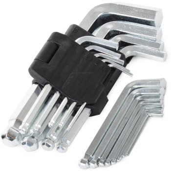 Šešiabriaunių raktų rinkinys su rutuliu 9 vnt., 1.5-10 mm