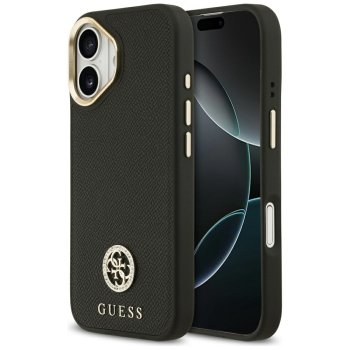 Guess Grained Strass Logo MagSafe dėklas, skirtas iPhone 17, juodas