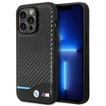 Apple iPhone 14 Pro Max 6,7" BMW Leather Carbon Case Cover (BMHCP14X22NBCK), Black