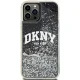 DKNY Liquid Glitter Big Logo dėklas iPhone 12 / 12 Pro telefonui, juodas