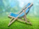 Folding Wooden Beach and Garden Sun Lounger with Cushion, Blue