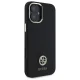 Guess Silicone Logo Strass 4G dėklas, skirtas iPhone 16, juodas
