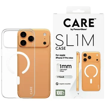 „CARE by PanzerGlass SL1M MagSafe“ dėklas „iPhone 17 Pro Max“, skaidrus