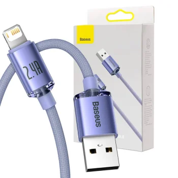 USB to Lightning Cable Baseus Crystal Shine 2.4A 2m Purple