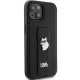 Karl Lagerfeld dėklas iPhone 15 telefonui Saffiano Choupette Pins Gripstand, juodas