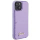 Guess dėklas iPhone 15 telefonui Sequin Script Metal, violetinis