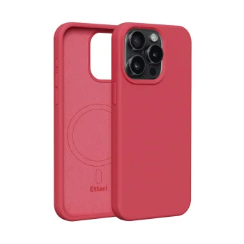 Etteri Silicone Mag dėklas Apple iPhone 12 / 12 Pro telefonui, Avietinis