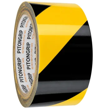 Įspėjamoji lipni juosta 49 mm x 18 m, geltona ir juoda