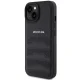 Mercedes-AMG dėklas iPhone 15 telefonui Leather Debossed Lines, juodas