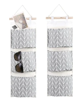 Hanging Wall Organizer with 3 Storage Pockets, Grey