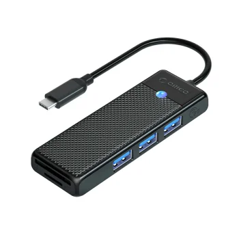 Orico USB-C šotuvas PAPW3AT-C3 su 3x USB-A 3.0 ir kortelių skaitytuvu, 0.15 m, juodas